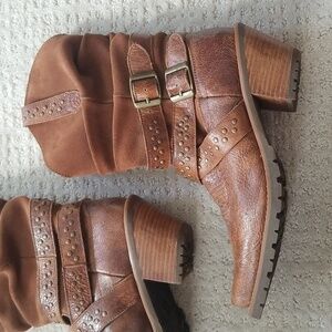 Ariat Cayde Womens Slouch Heeled Cowboy Boots Buckle Rodeo Leather